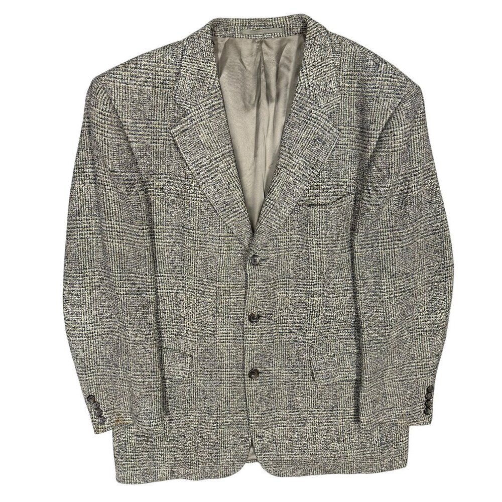 Hugo Boss Wool/Silk Tweed Blazer Sport Coat Glen Check Made in USA 42